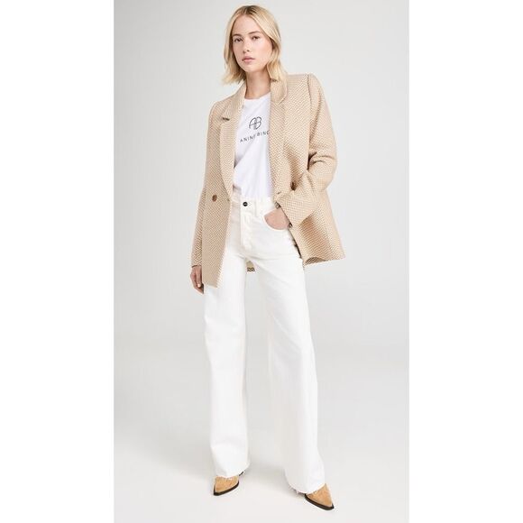 ANINE BING Fishbone Herringbone Pattern Blazer Jacket - Picture 4 of 13